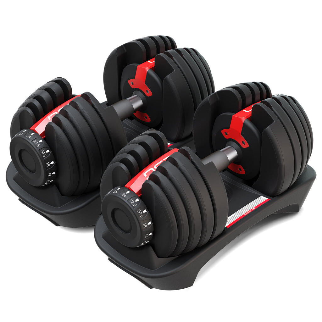 Set Dos Mancuernas Cambiables Ajustables Pesos Regulables 24 Kg 52.5 lbs